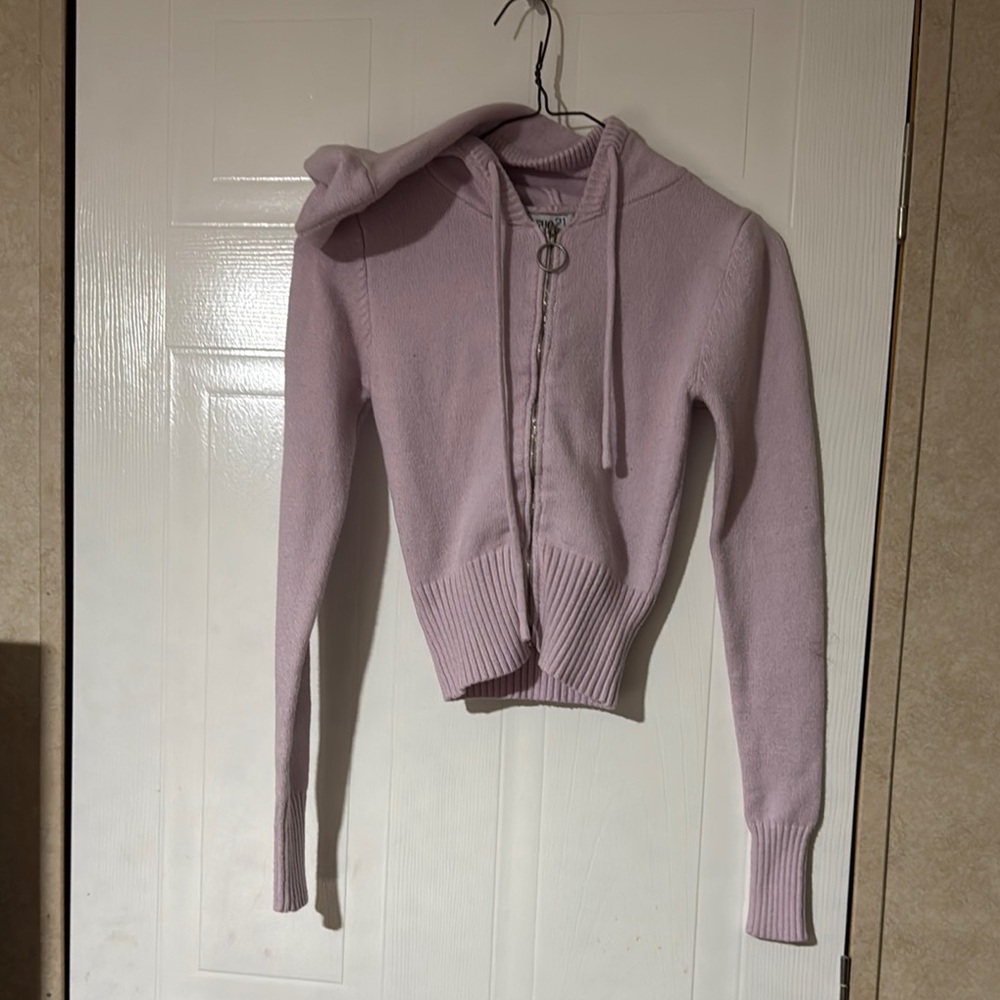 Lavender Zip-Up Hoodie Sweater